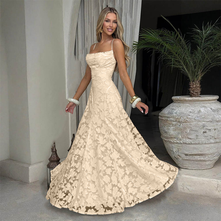Women’s Floral Lace Spaghetti Strap Maxi Dress
