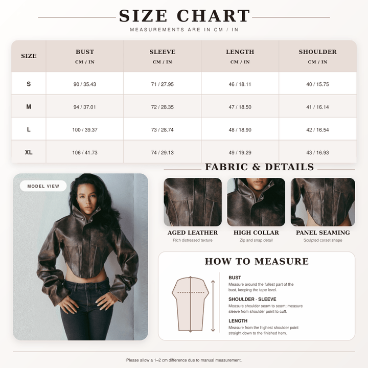 Women’s High Neck Corset-Seam Cropped Jacket