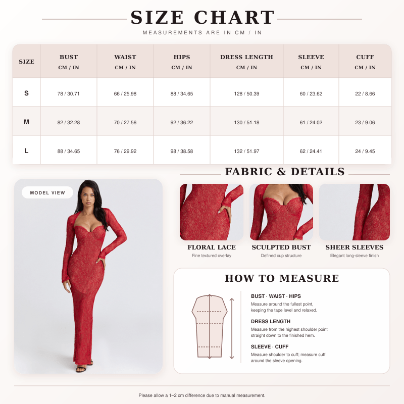 Women’s Lace Sweetheart Neck Long Sleeve Maxi Dress