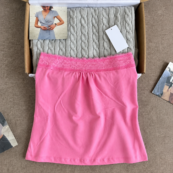 Women’s Lace Trim Strapless Tube Top