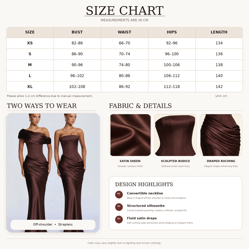 Women’s Draped Corset Ruched Maxi Dress