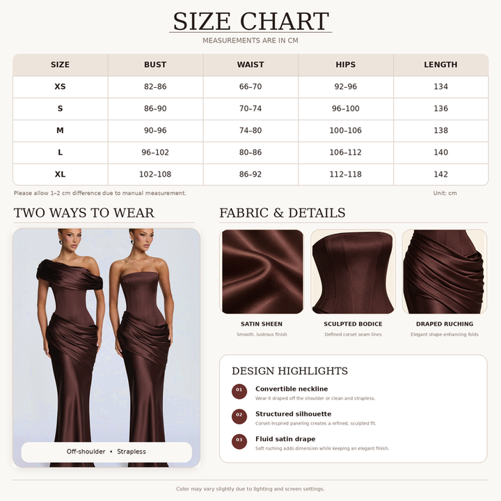 Women’s Draped Corset Ruched Maxi Dress