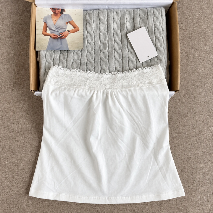 Women’s Lace Trim Strapless Tube Top