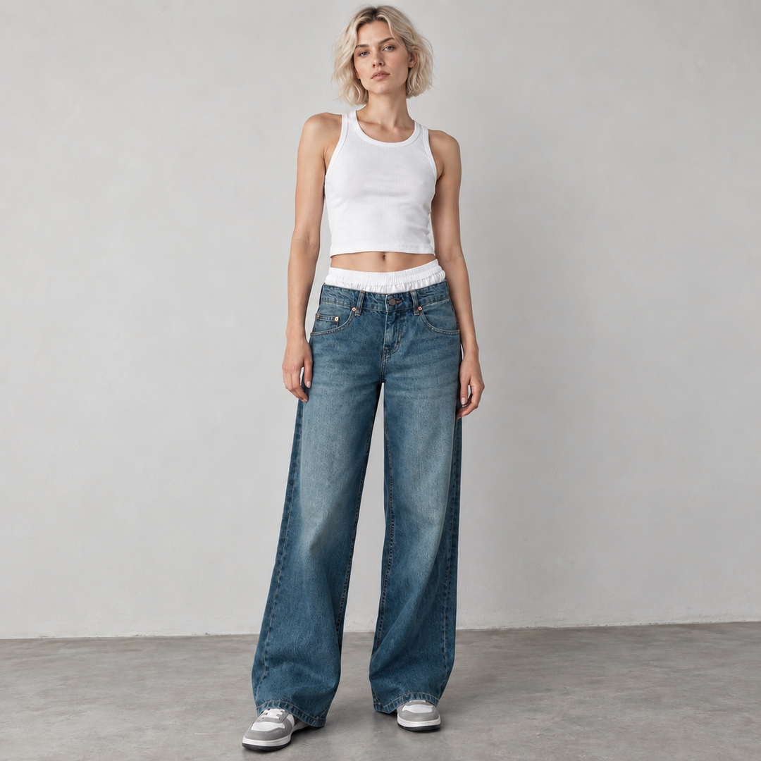 Women’s Relaxed Wide Leg Washed Jeans