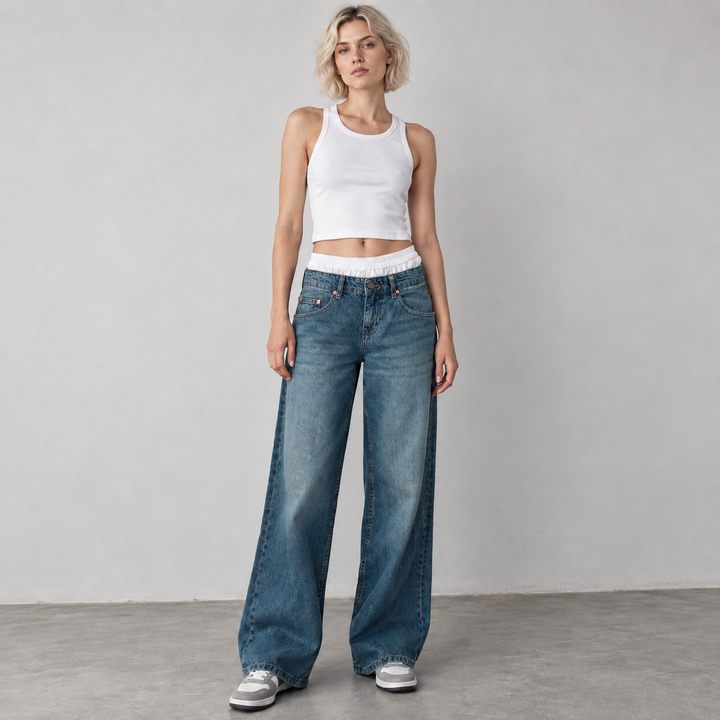 Women’s Relaxed Wide Leg Washed Jeans