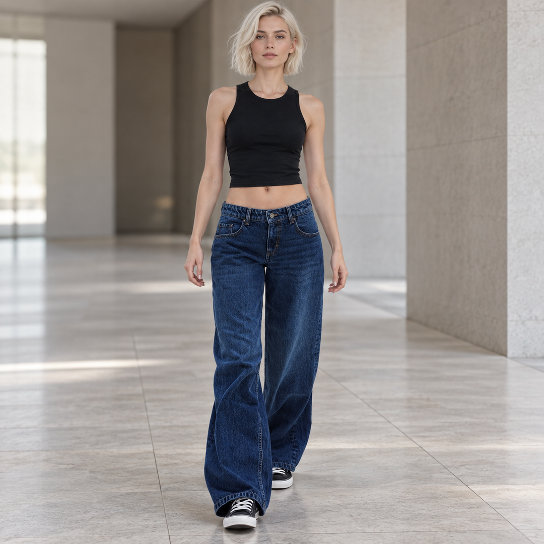 Women’s Relaxed Wide Leg Washed Jeans
