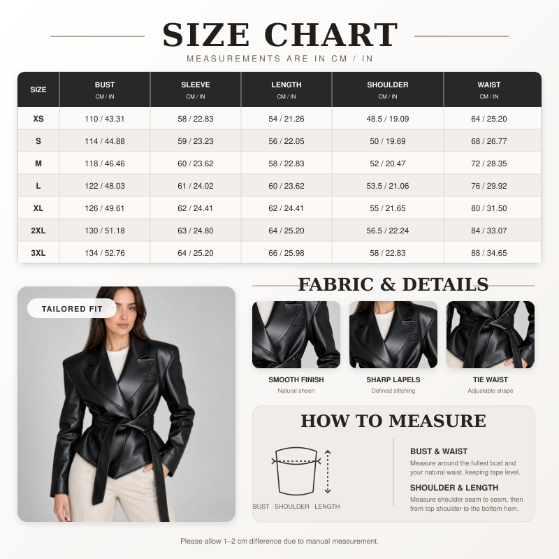 Women’s Belted Leather-Look Blazer Jacket