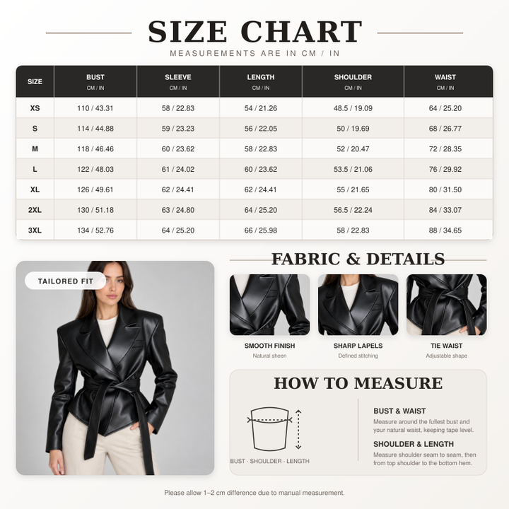 Women’s Belted Leather-Look Blazer Jacket