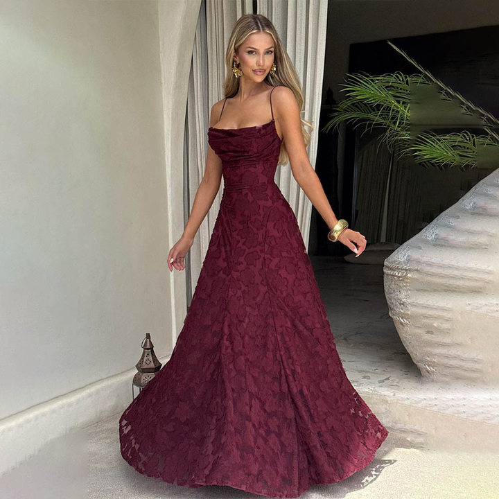 Women’s Floral Lace Spaghetti Strap Maxi Dress
