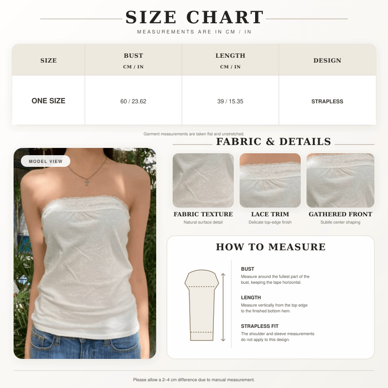 Women’s Lace Trim Strapless Tube Top