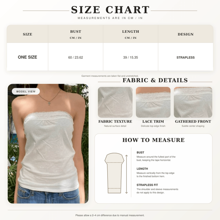 Women’s Lace Trim Strapless Tube Top