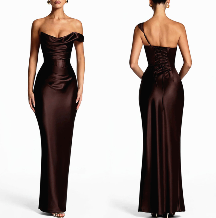 Women’s Cowl Neck Lace-Up Back Maxi Dress