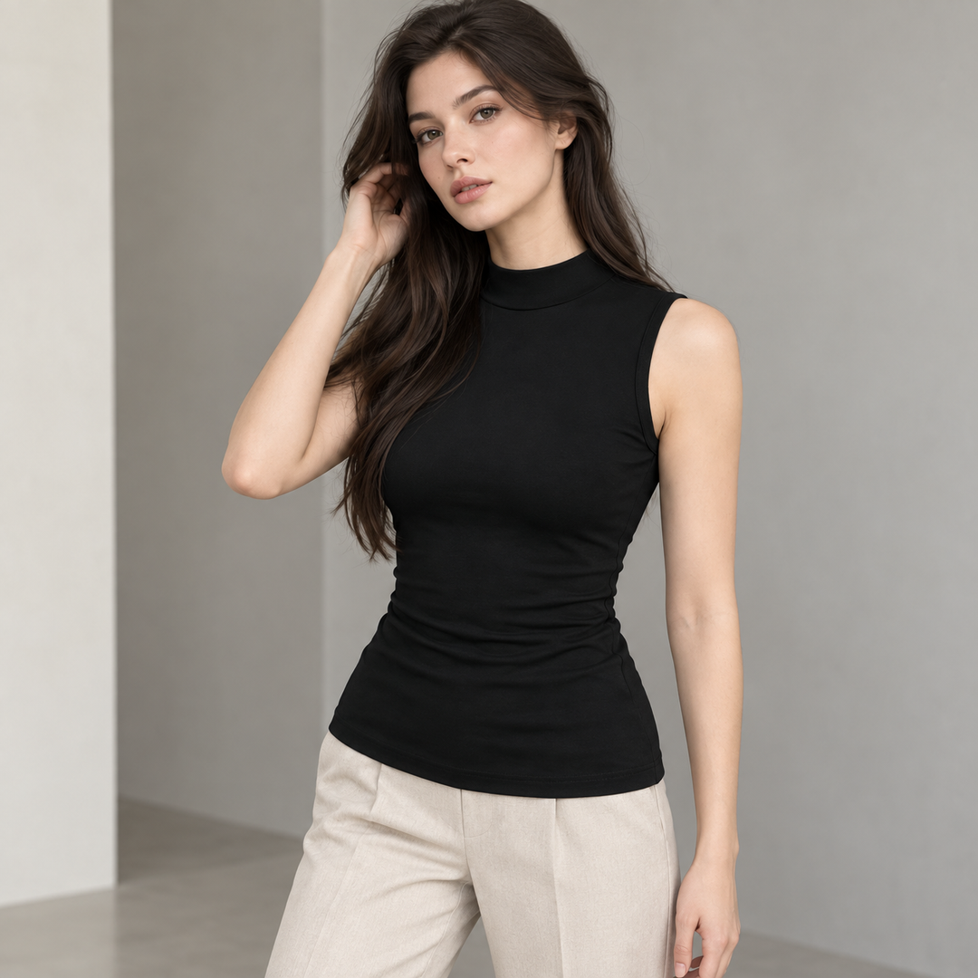 Women’s Mock Neck Sleeveless Slim Top