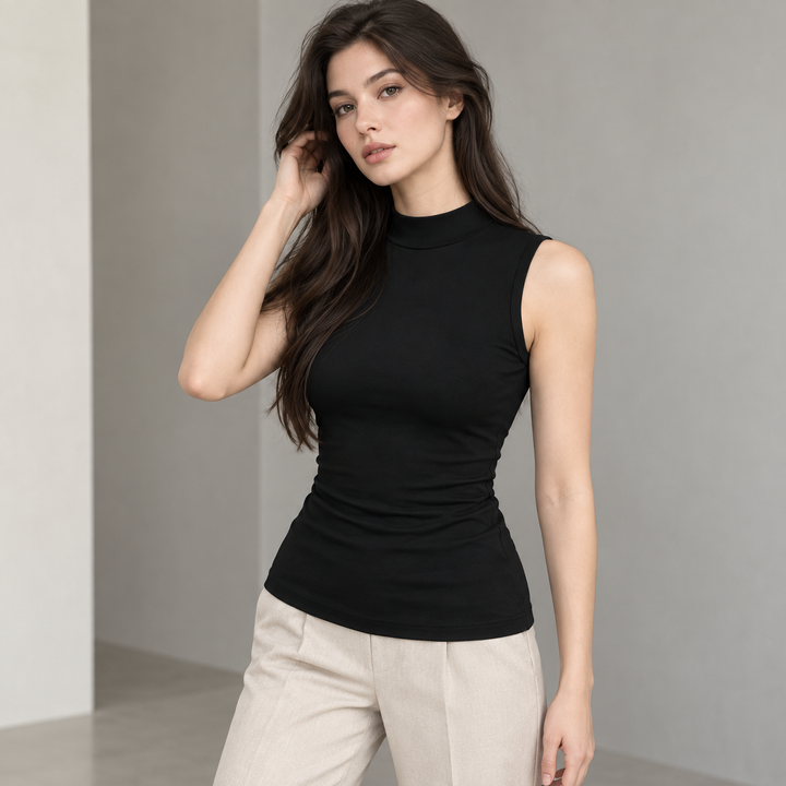 Women’s Mock Neck Sleeveless Slim Top