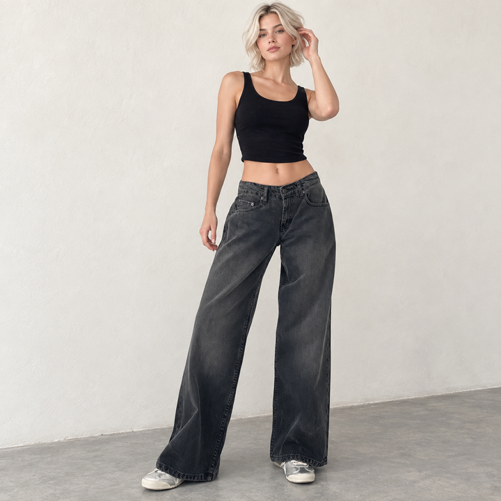 Women’s Relaxed Wide Leg Washed Jeans