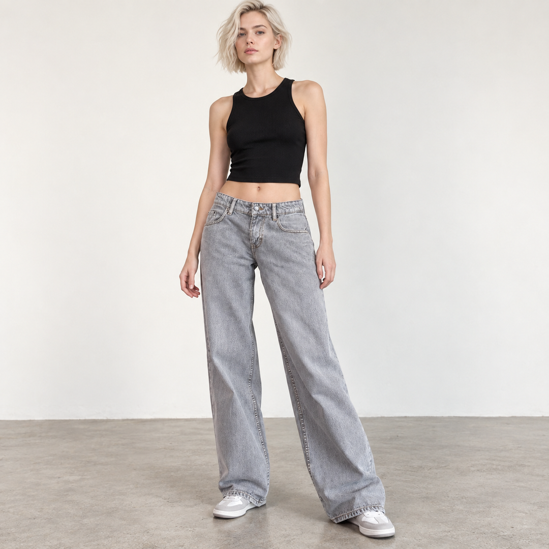 Women’s Relaxed Wide Leg Washed Jeans