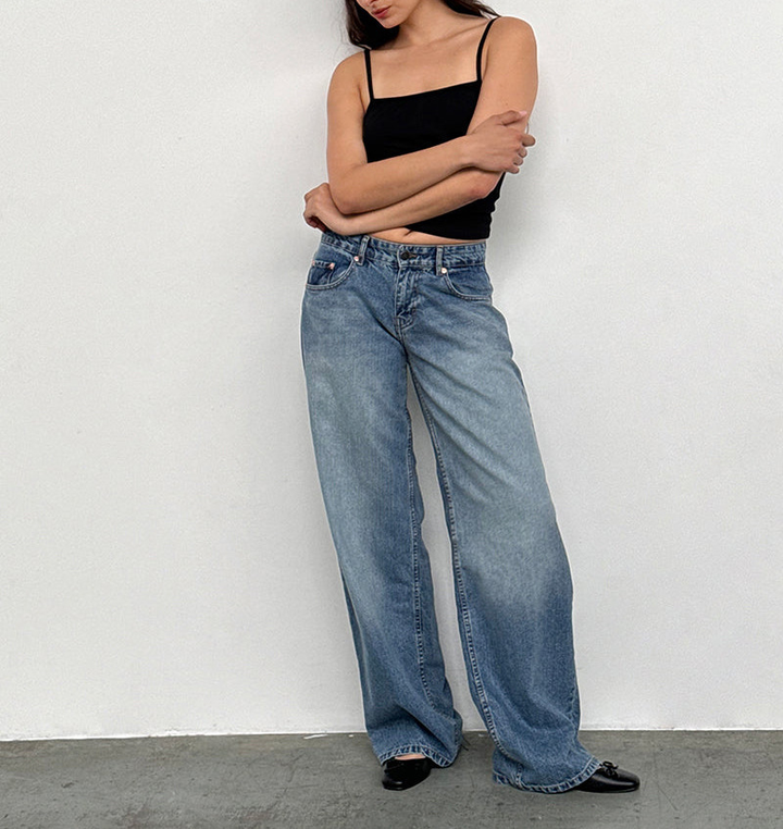 Women’s Relaxed Wide Leg Washed Jeans