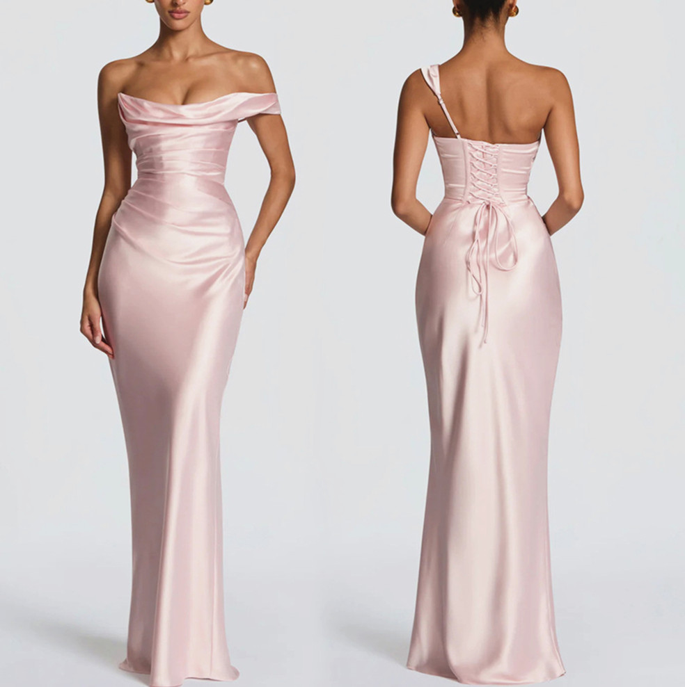 Women’s Cowl Neck Lace-Up Back Maxi Dress