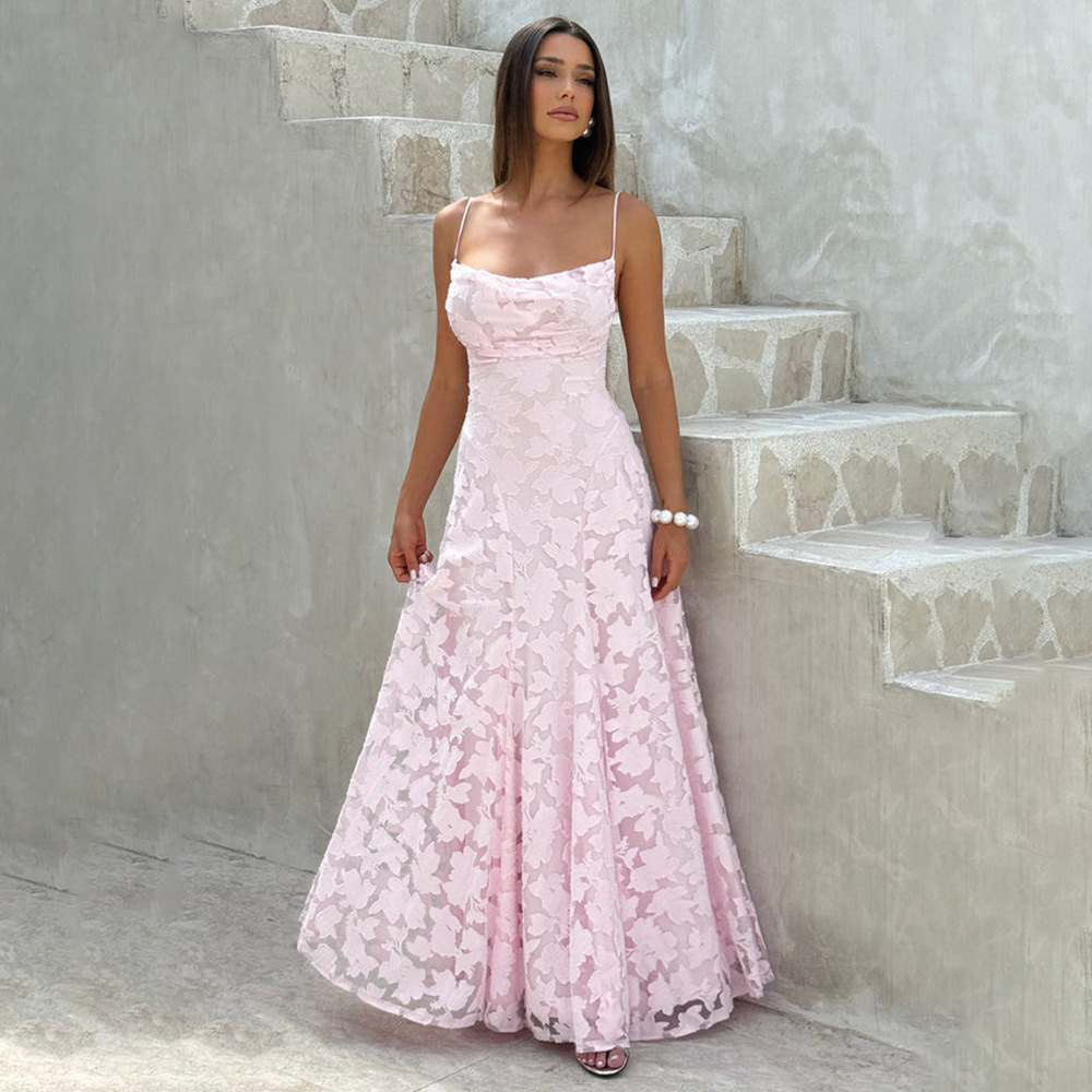Women’s Floral Lace Spaghetti Strap Maxi Dress