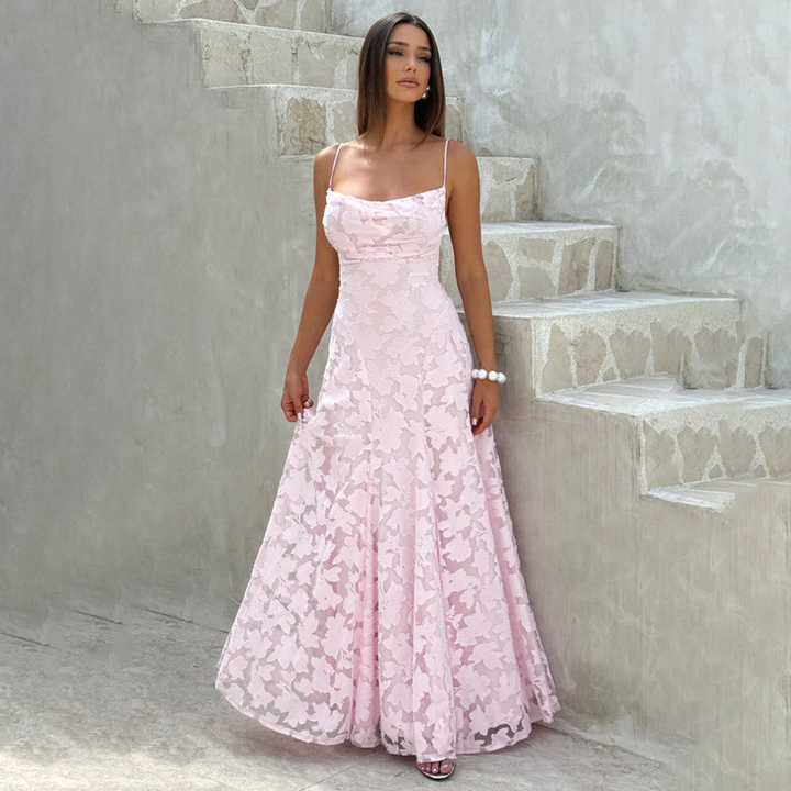 Women’s Floral Lace Spaghetti Strap Maxi Dress