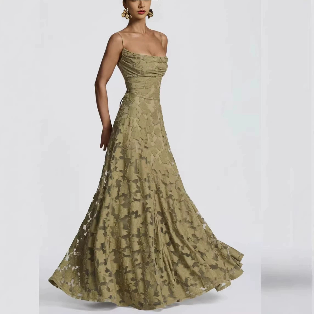 Women’s Floral Lace Spaghetti Strap Maxi Dress