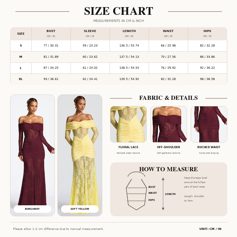 Women’s Off Shoulder Ruched Lace Maxi Dress