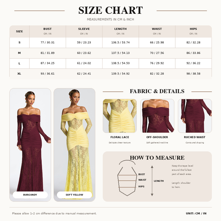 Women’s Off Shoulder Ruched Lace Maxi Dress