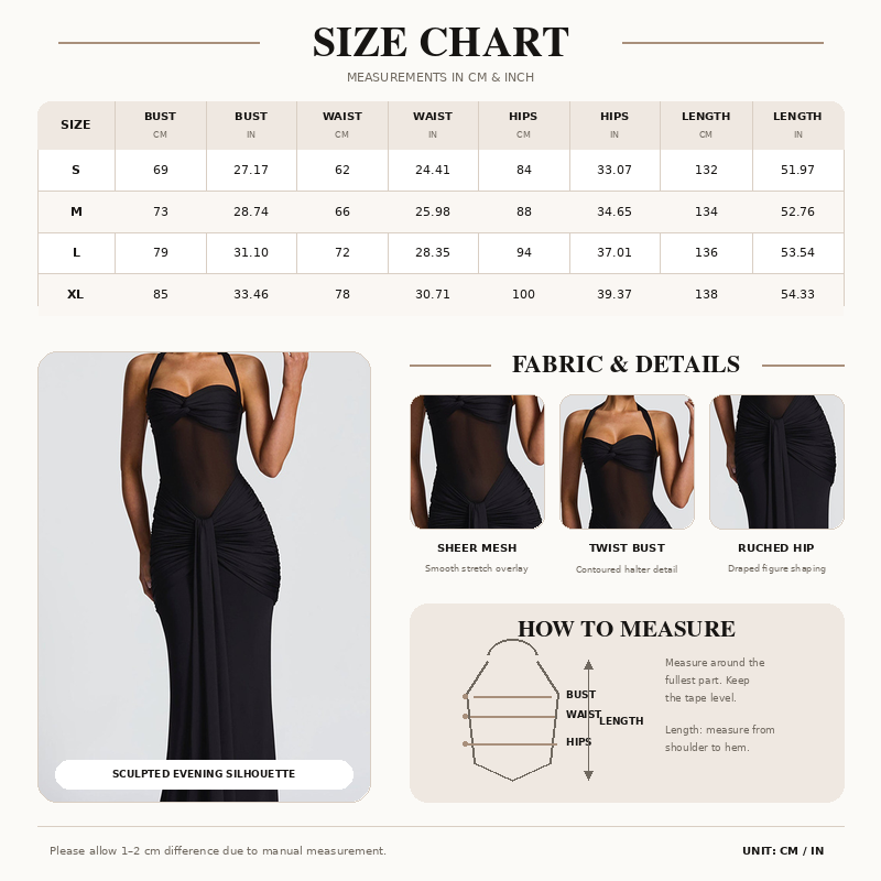 Women’s Halter Ruched Mesh Panel Maxi Dress