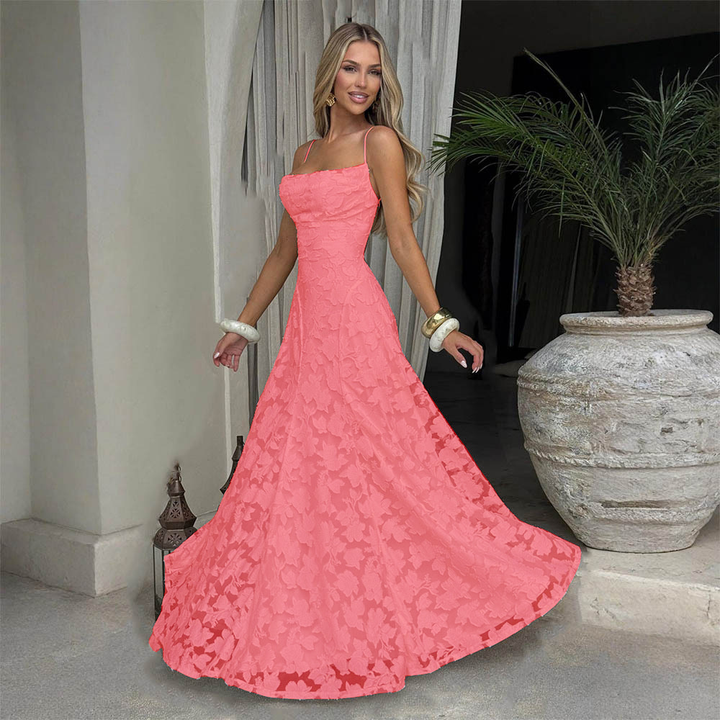 Women’s Floral Lace Spaghetti Strap Maxi Dress