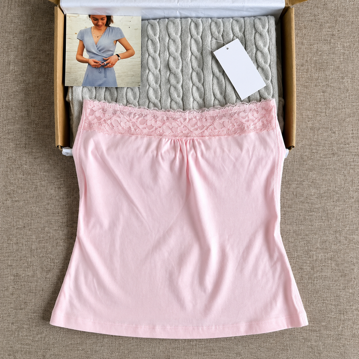 Women’s Lace Trim Strapless Tube Top