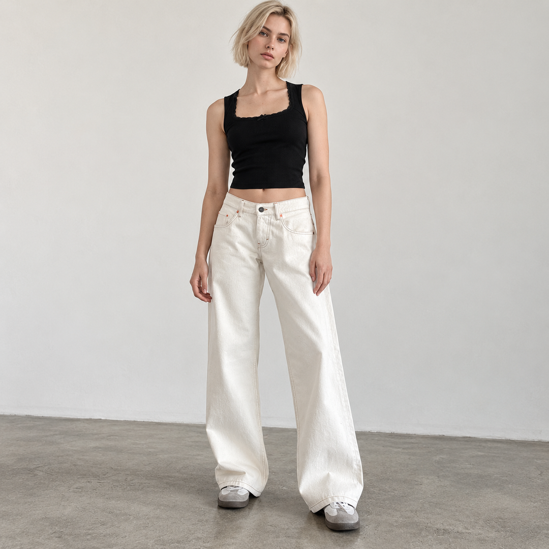 Women’s Relaxed Wide Leg Washed Jeans