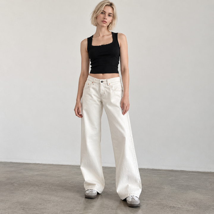 Women’s Relaxed Wide Leg Washed Jeans