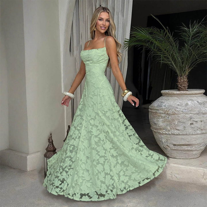 Women’s Floral Lace Spaghetti Strap Maxi Dress