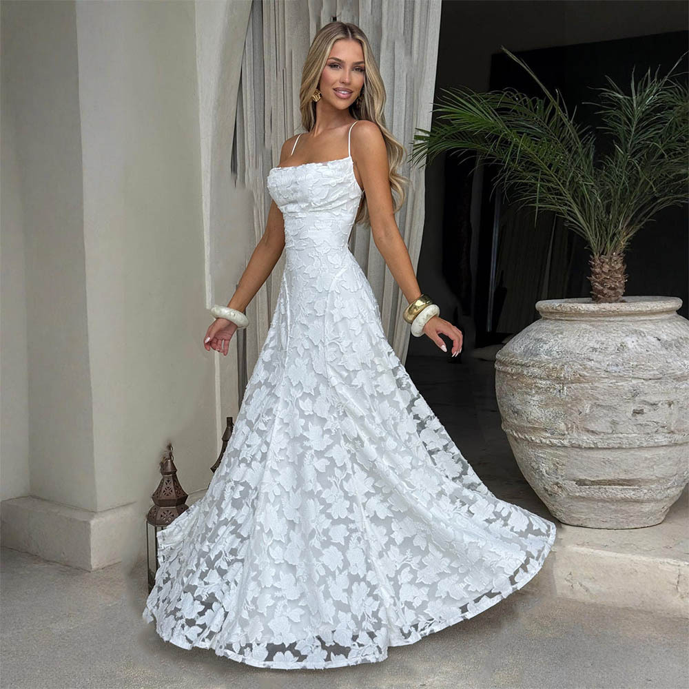 Women’s Floral Lace Spaghetti Strap Maxi Dress